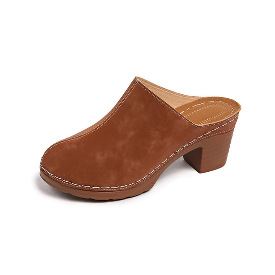 Damen Casual Clogs mit komfortablem Absatz und edlem Wildleder EB
