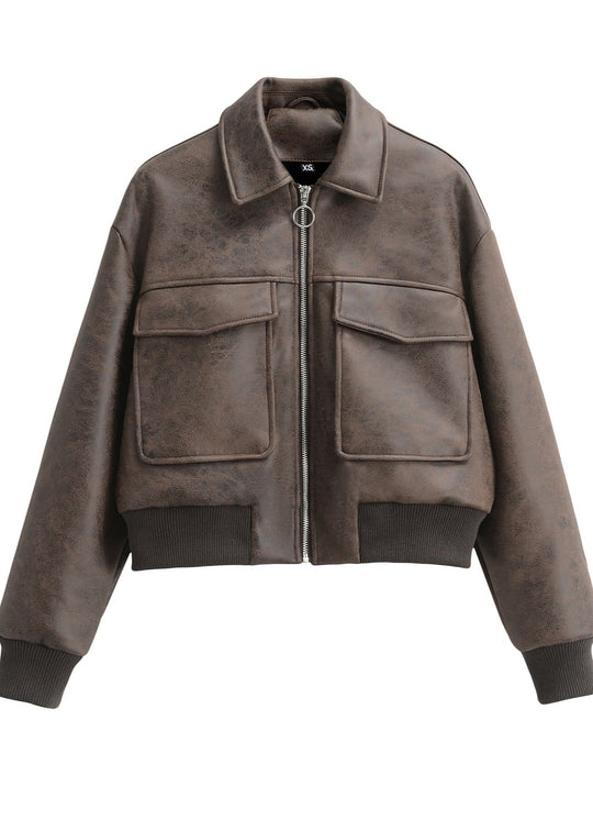 EB | Vintage Kunstleder Bomberjacke