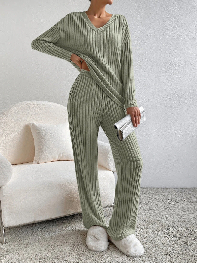 Damen Strick-Loungewear-Set im modernen Rippenmuster EB