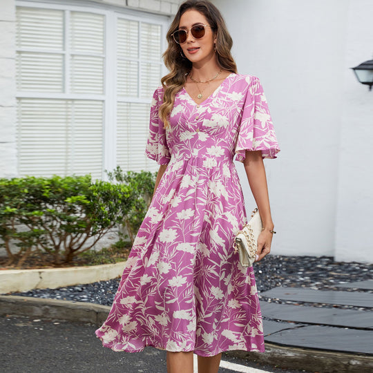 Damen Midi-Kleid mit voluminösen Ärmeln EB