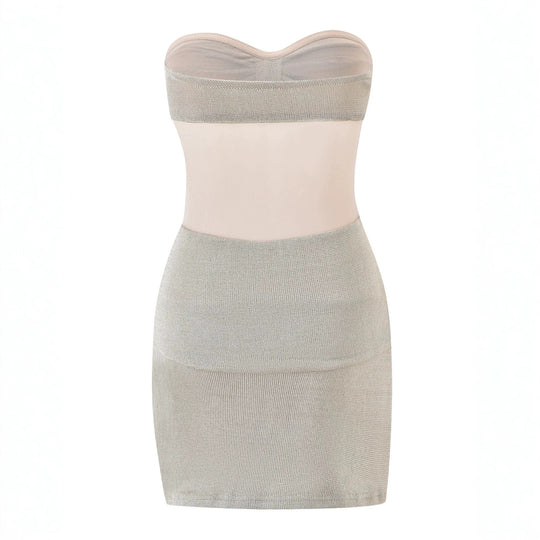 Damen Bandeau Minikleid mit raffiniertem Rüschenelement EB