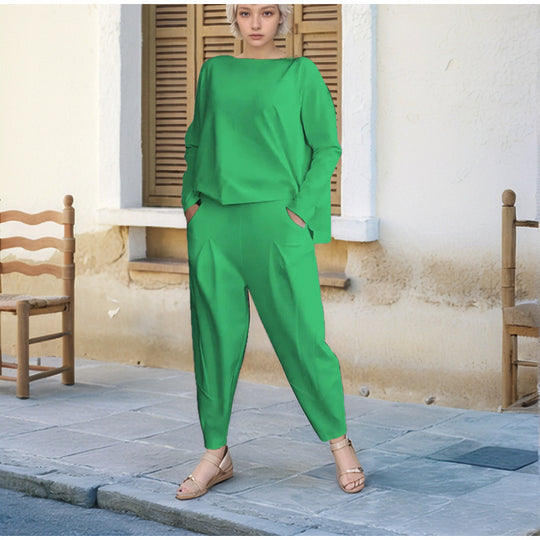 Damen Sportliches Sweat-Outfit mit elastischem Bund und geräumigen Taschen EB