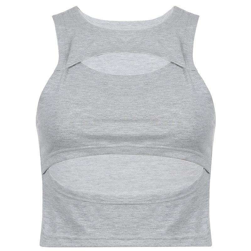 Damen sportliches Crop-Top mit Cut-Out-Design und atmungsaktivem Stoff EB