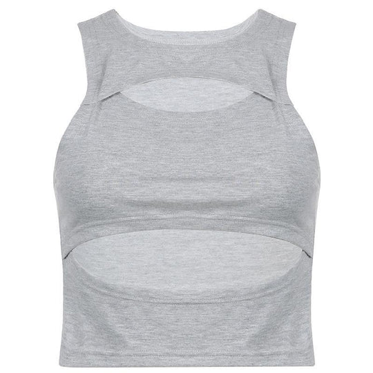 Damen sportliches Crop-Top mit Cut-Out-Design und atmungsaktivem Stoff EB