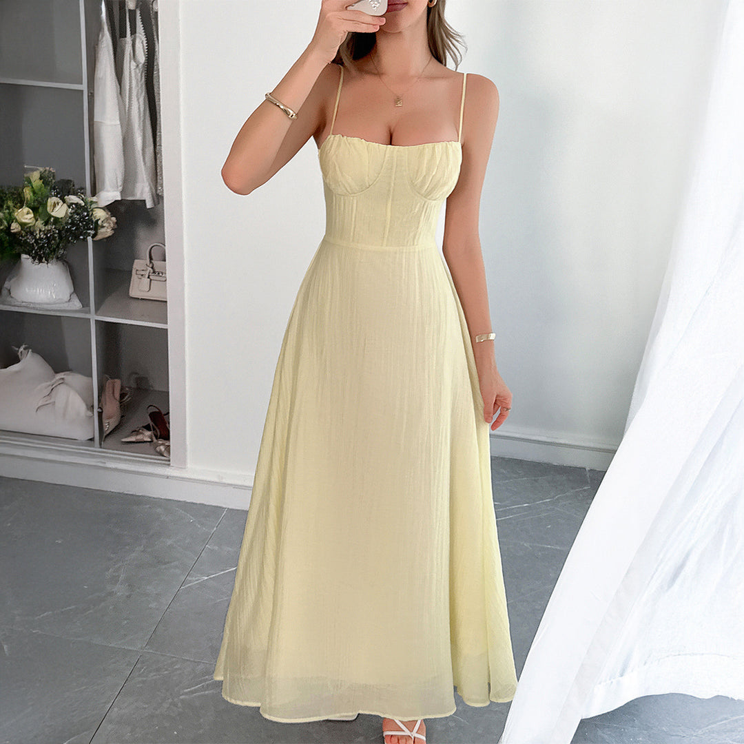 Damen Sommerliches Maxikleid mit verstellbaren Trägern und taillierter Passform EB