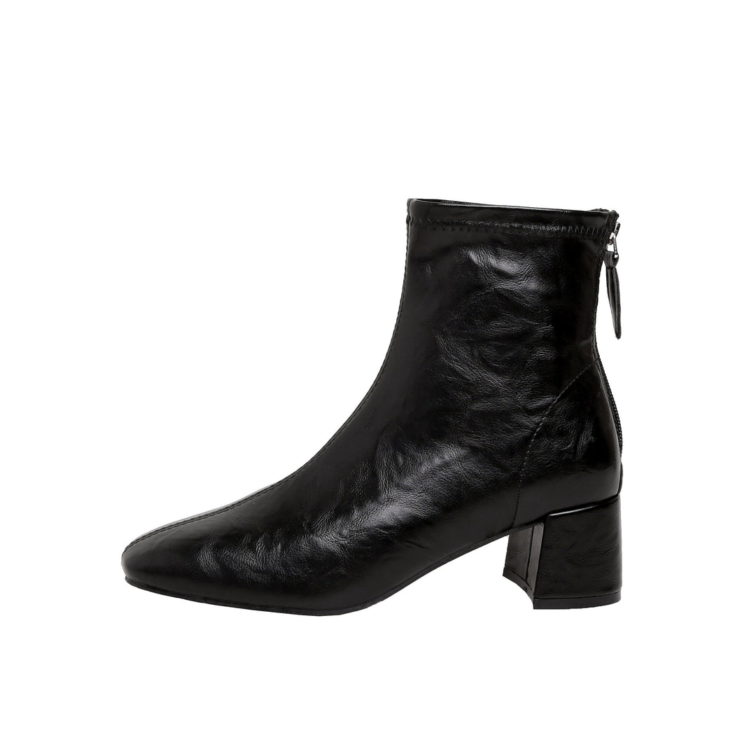 Damen Ankle Boots aus hochwertigem Leder mit modernem Design und bequemen Blockabsatz EB