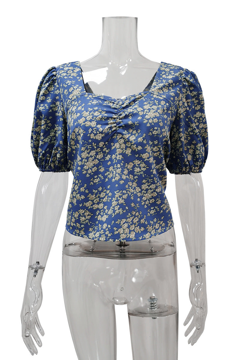 Damen Blusenshirt mit Puffärmel und floralen Details EB