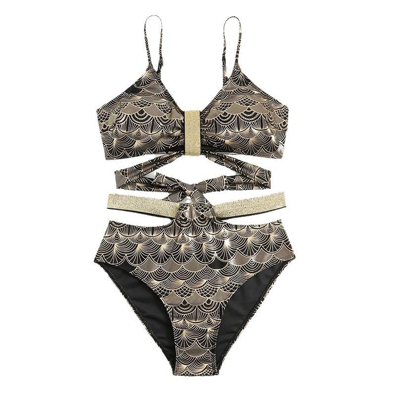 Damen Triangel-Bikini mit glamourösem Wickel-Design und eleganten Akzenten EB