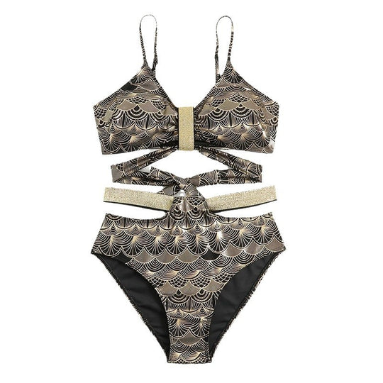 Damen Triangel-Bikini mit glamourösem Wickel-Design und eleganten Akzenten EB
