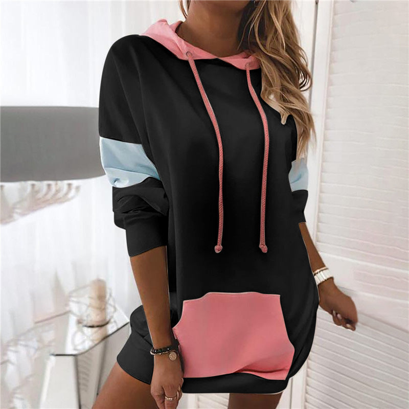 Damen Kapuzenkleid in sportlichem Design mit praktischen Taschen EB