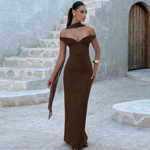 Damen Elegantes Abendkleid mit schulterfreier Drapierung EB