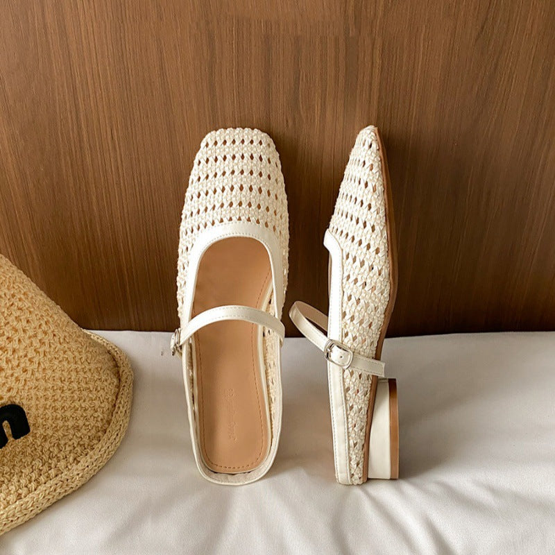 Damen elegante Ballerinas mit modischem Riemchen und atmungsaktiver Perforation EB