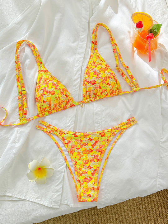 Damen Triangel-Bikini mit floralen Mustern EB