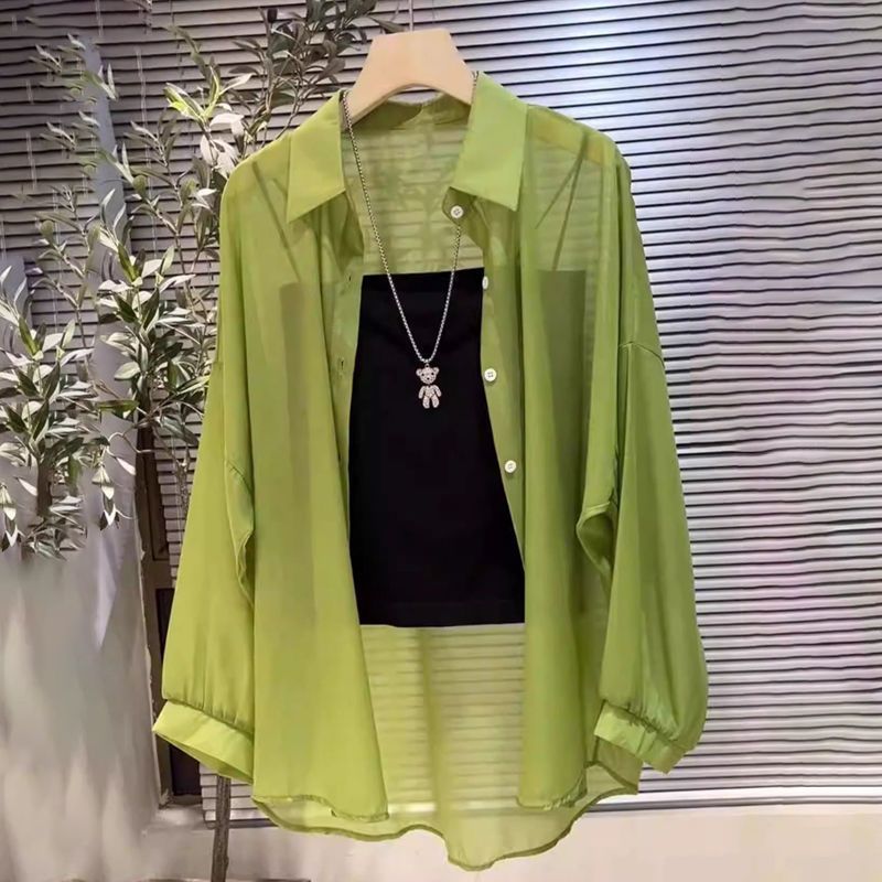 Femme Transparente Knopf-down Geschichtete Tunika EB