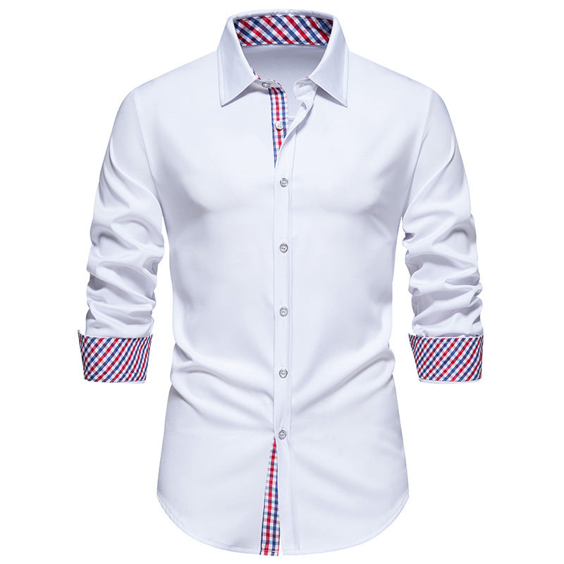 Herren elegantes Langarmhemd mit modernen Karodetails EB