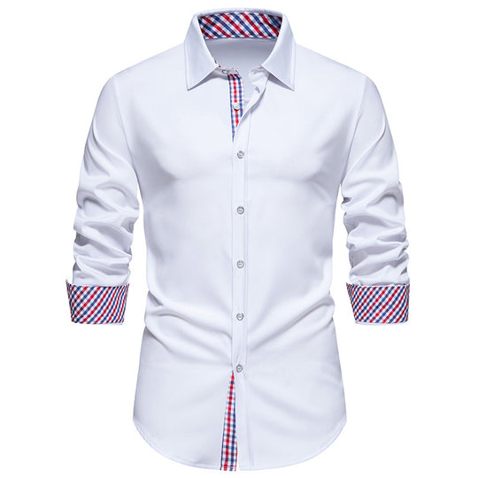 Herren elegantes Langarmhemd mit modernen Karodetails EB
