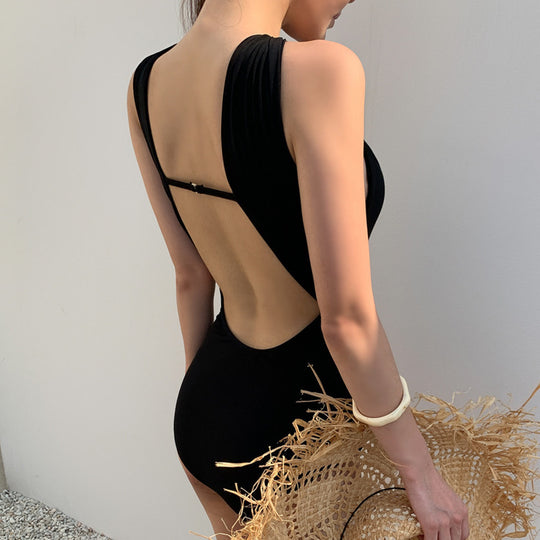 Damen Einseitiger Badeanzug mit knotenförmigem Detail EB