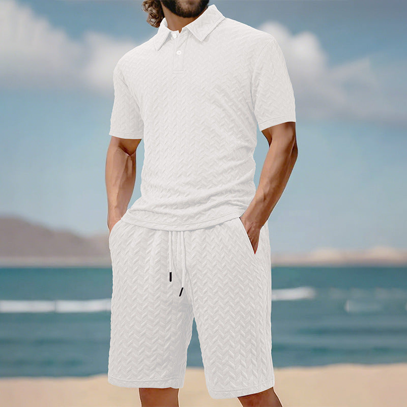 Herren elegantes Sport-Set mit strukturierter Oberfläche und bequemem Kurzarm-Polo EB