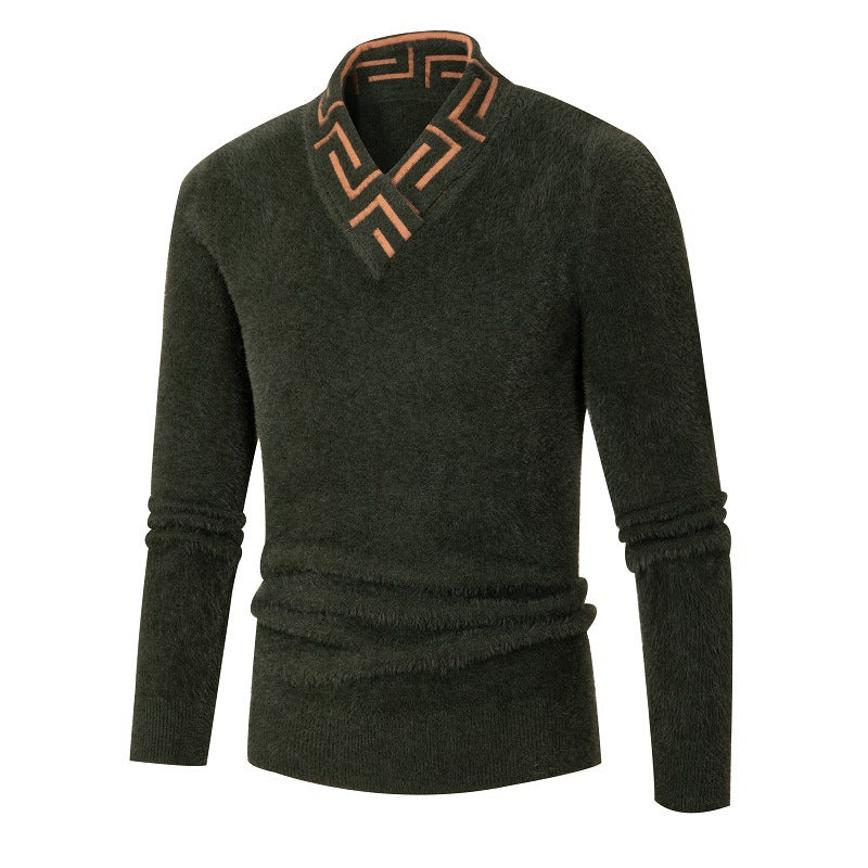 Herren modischer Pullover mit schickem Stehkragen und strukturiertem Design EB