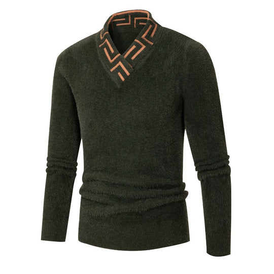 Herren modischer Pullover mit schickem Stehkragen und strukturiertem Design EB