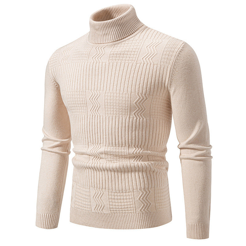 Herren nan strukturierter Rollkragenpullover aus feinem Strickmix mit körpernaher Passform EB