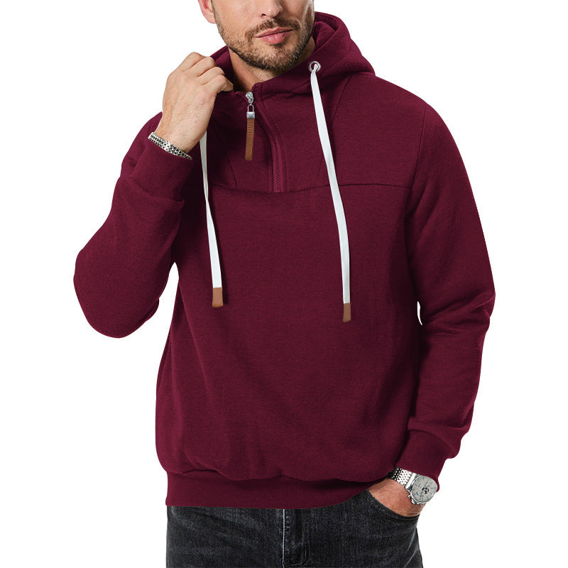 Herren modischer Kapuzenpullover mit Reißverschluss und dekorativen Details EB