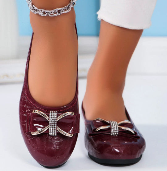 Damen elegante Ballerinas mit funkelndem Schleifen-Detail EB