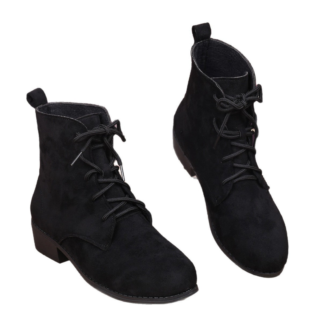 Damen nan knöchelhohe Schnürstiefelette mit soften Veloursoptik, praktischer Zugschlaufe und niedrigem Blockabsatz EB