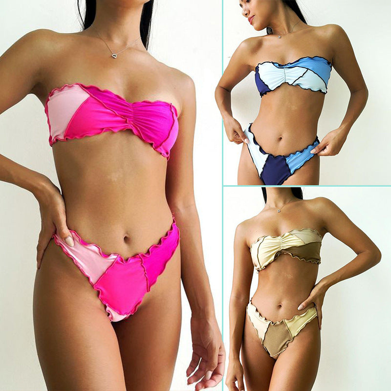 Damen Bandeau-Bikini mit Rüschendetails EB