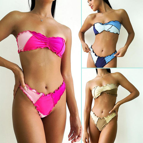 Damen Bandeau-Bikini mit Rüschendetails EB