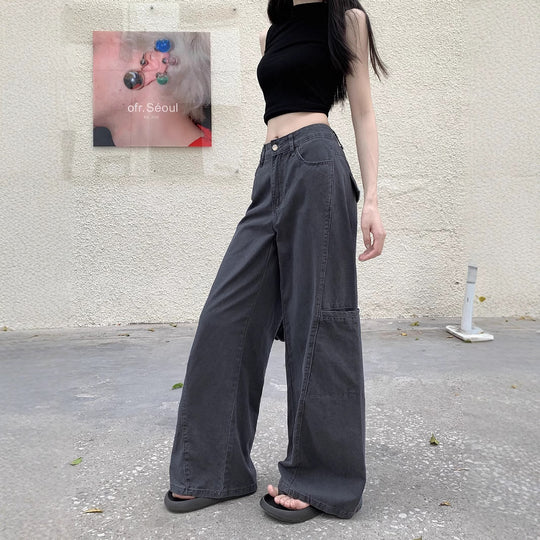 Damen Weite High-Waist Hose mit praktischen Taschen EB