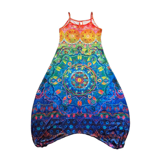 Damen entspanntes Jumpsuit mit grafischem Print und verstellbaren Trägern EB