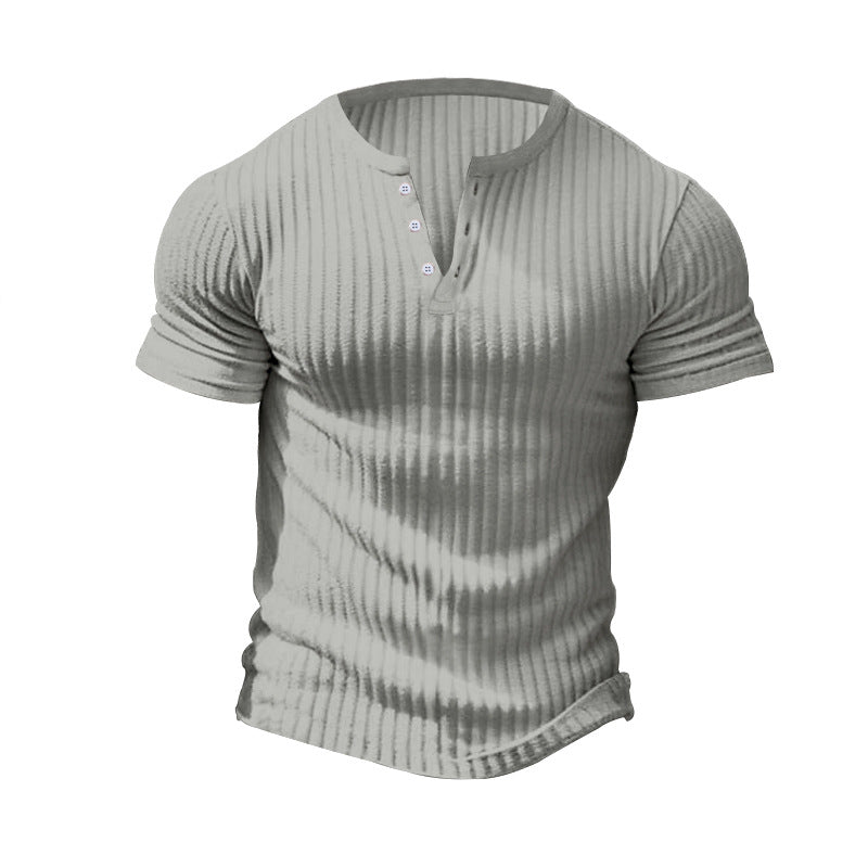 Herren Kurzarm Henley-T-Shirt mit strukturierter Oberfläche EB