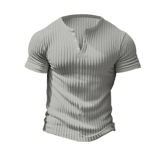 Herren Kurzarm Henley-T-Shirt mit strukturierter Oberfläche EB