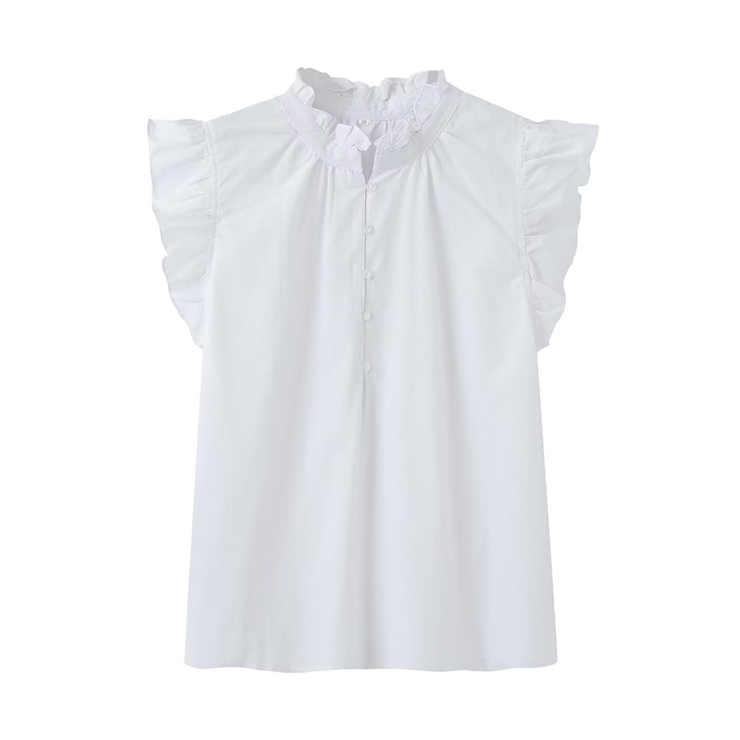 Damenbluse mit Rüschen und Knopfleiste EB