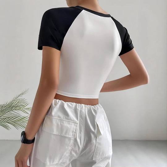 Damen Crop-T-Shirt mit stylischem Sternmotiv und bequemer Passform EB