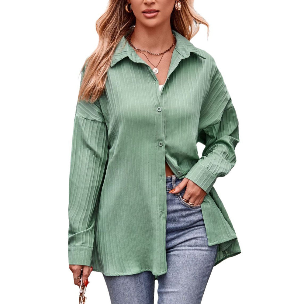 Damen Elegante gestreifte Bluse im Oversized-Schnitt EB