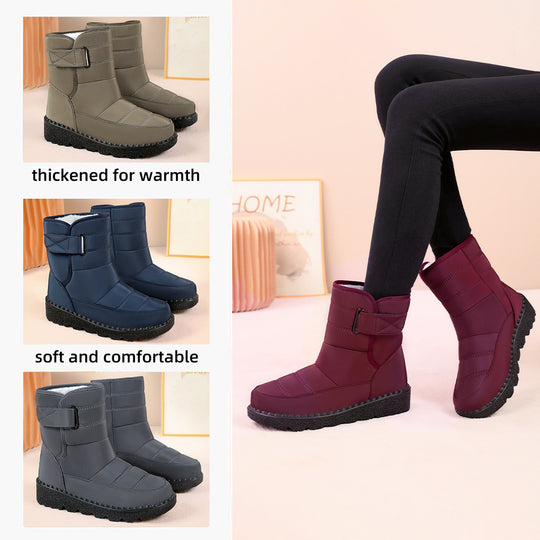 Damen Warm gefütterte Winterstiefel mit verstellbarem Riemen EB
