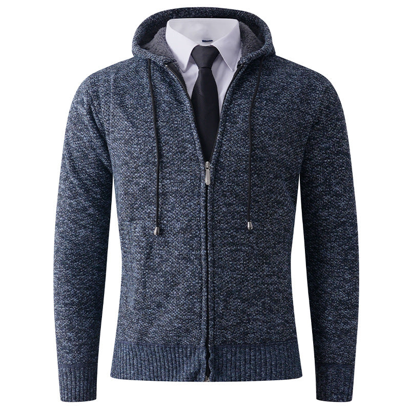 Herren Strickjacke mit Kapuze und strukturierter Verarbeitung EB