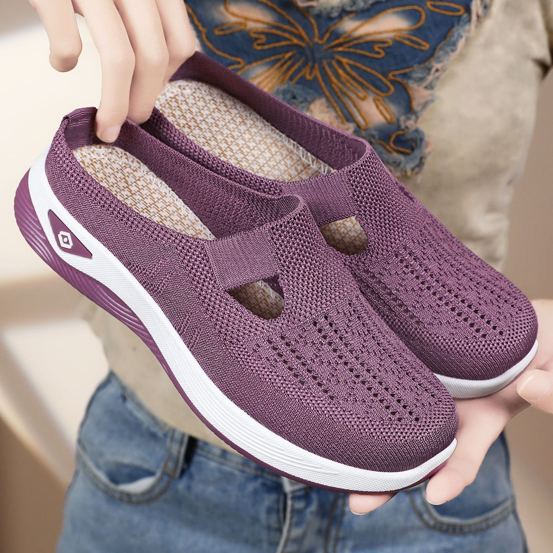 Damen Slip-On Freizeitschuhe mit atmungsaktivem Obermaterial und rutschfester Sohle EB