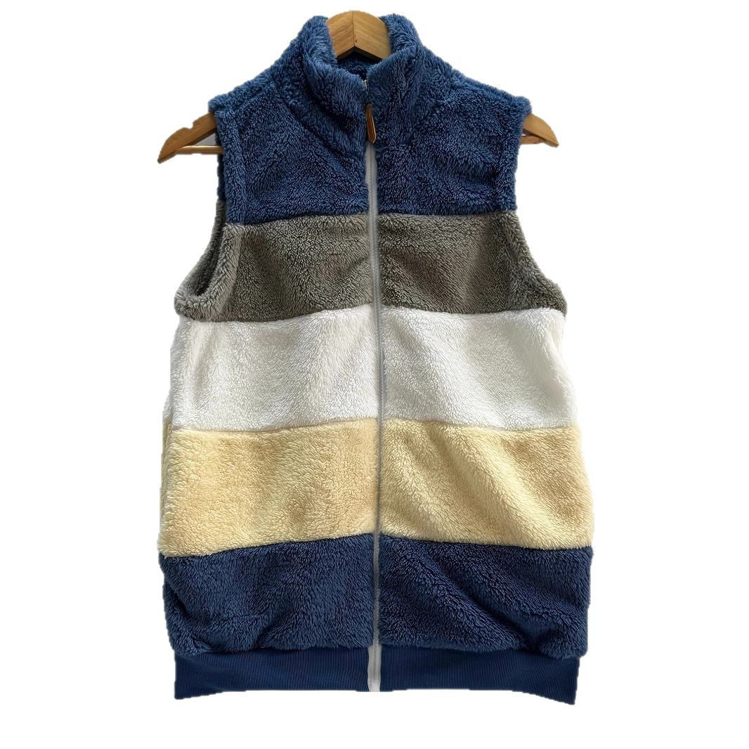 Damen kuschelige Fleece-Jacke mit hohen Kragen und praktischen Reißverschlusstaschen EB