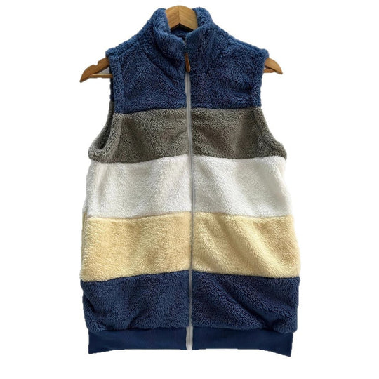 Damen kuschelige Fleece-Jacke mit hohen Kragen und praktischen Reißverschlusstaschen EB