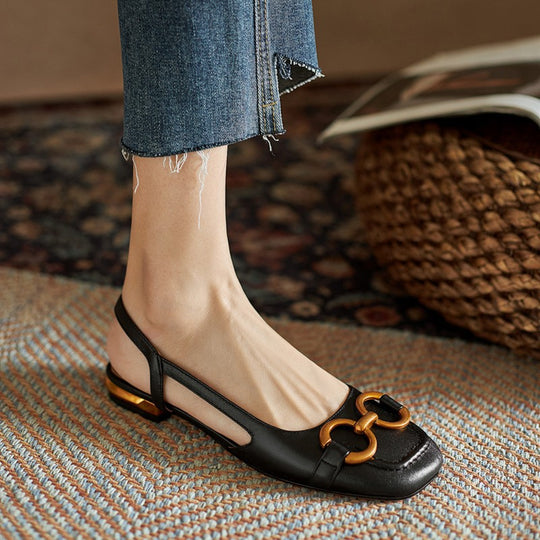 Damen Slingback Ballerinas mit eleganter Schnallen-Applikation EB
