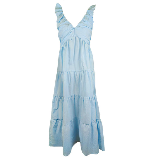 Damen Maxikleid mit verspielten Rüschendetails und fließendem Schnitt EB