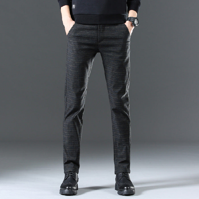 Herren moderne Chinohose mit elastischem Bund und seitlichen Taschen EB