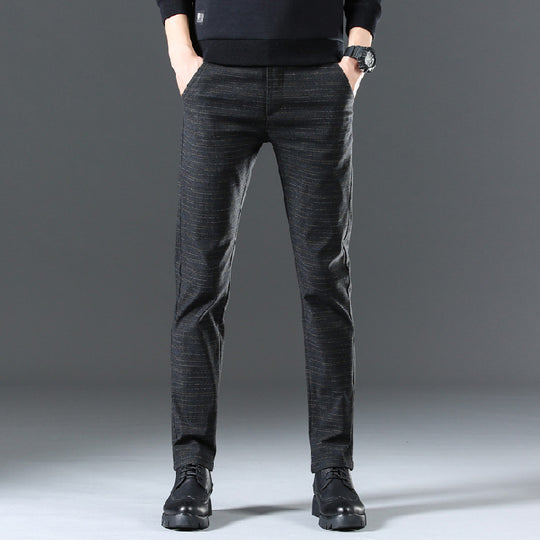 Herren moderne Chinohose mit elastischem Bund und seitlichen Taschen EB