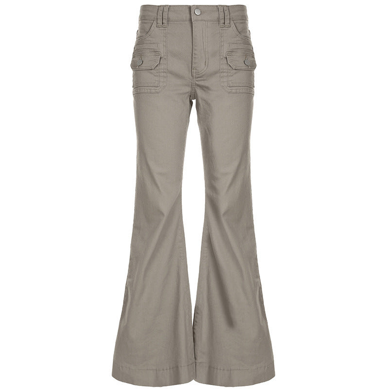 Damen Flared Cargo-Hose mit modischem Schnitt und praktischen Taschen EB