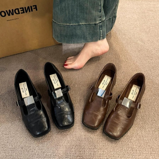 Damen Mary Jane Blockabsatzschuhe mit modischem Schnallenverschluss EB