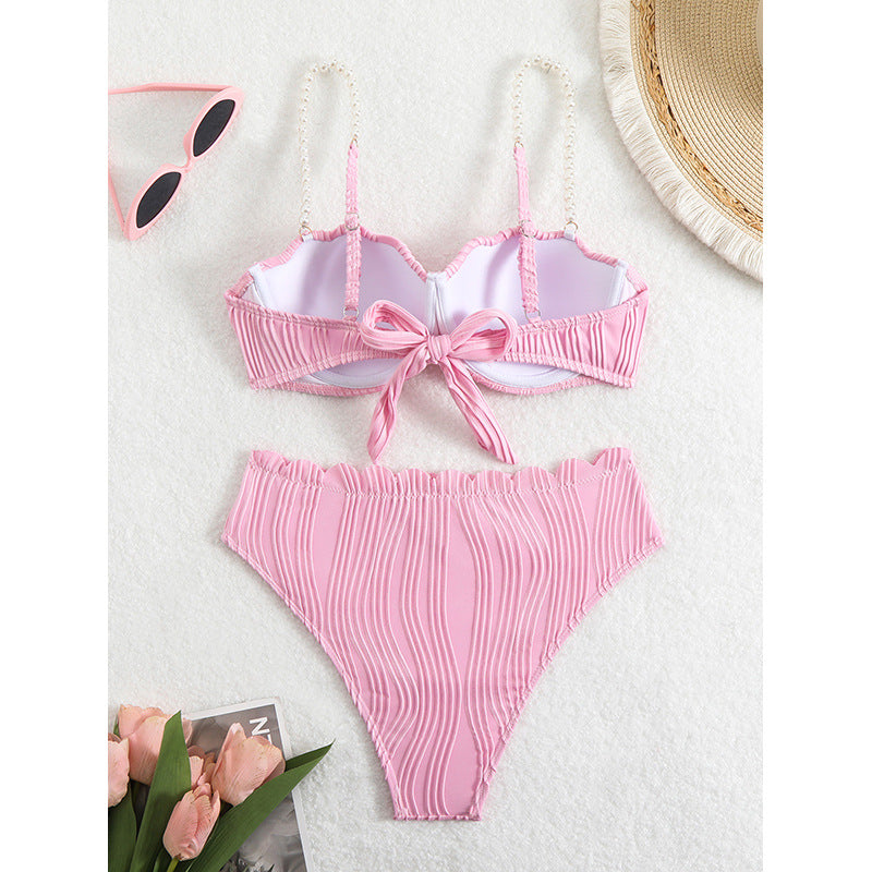 Damen Push-Up-Bikini mit Raffung und eleganten Trägern EB