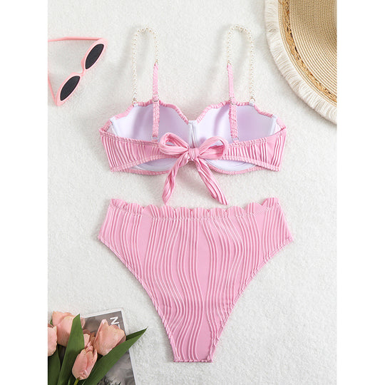 Damen Push-Up-Bikini mit Raffung und eleganten Trägern EB